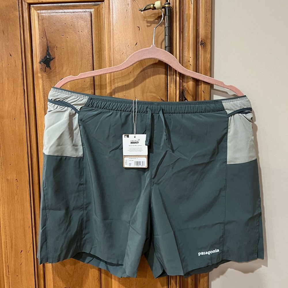 Patagonia M's Strider pro shorts 5in. Nouveau green. NWTS